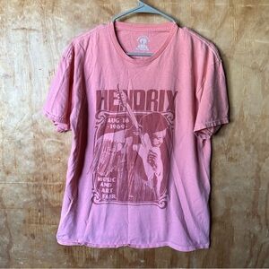 Authentic Hendrix pink Jimi Hendrix Guitar Short Sleeve Crewneck tee